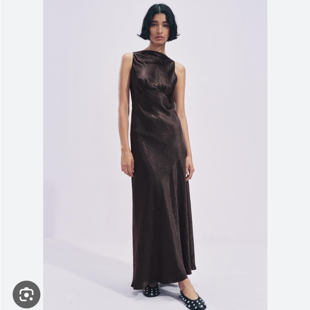 ZARA WRINKLED SATIN EFFECT DRESS